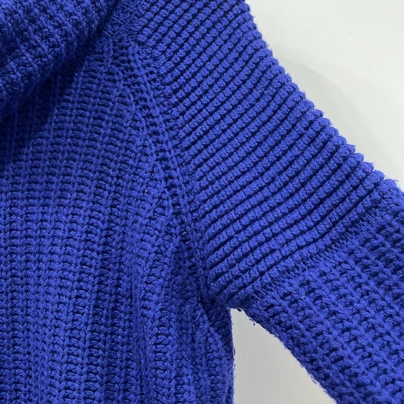 Autumn Cashmere Turtle Neck Pullover Sweater in Cobalt blue Leather elbow M - Picture 5 of 15